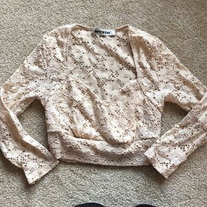 Tan lace crop top